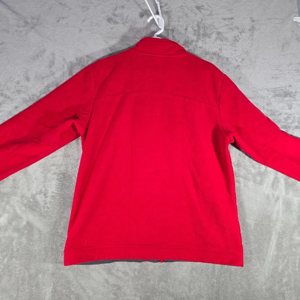 The‎ North Face Fleece Jacket Full Zip Pockets Red Gray Accents Mens Large